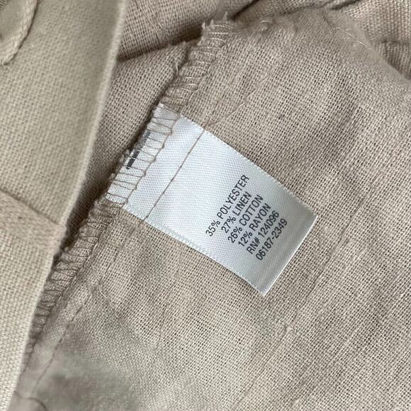 CJ Banks Top Plus Size 1X Beige Linen Soutache Embroidered Lagenlook Minimalist - Picture 6 of 9